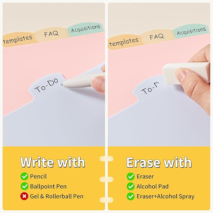 JARLINK 8 Tabs Dividers for 3 Ring Binder, Durable Plastic Write & Erase Binder Dividers for Letter Size, Cute Binder Dividers for Student, Teacher, Office, Home Organizers, Pastel Color (2 Sets)