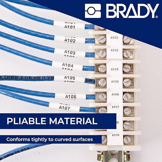 Brady Authentic (M4C-125-342) PermaSleeve® Heat-Shrink Labels Polyolefin 0.125 in Black on White, 7 ft roll. for use with The BMP41, BMP51, and M511 Label Printers