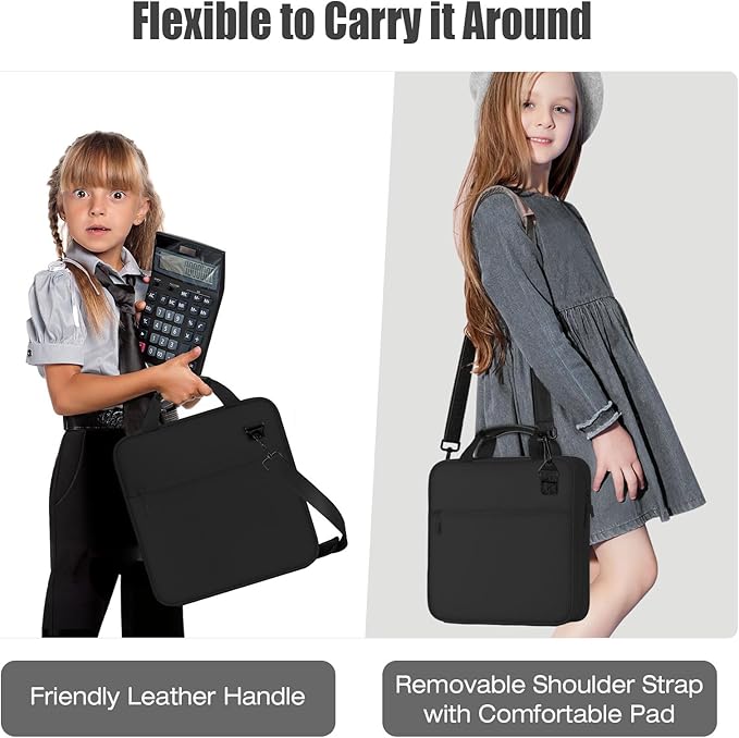 MoKo Zipper Binder, 3 Inch 3 Ring Binder with 700 Sheets Capacity & Shoulder Strap & Handle, Multi-Pocket Zipper Organizer for Middle School, Black