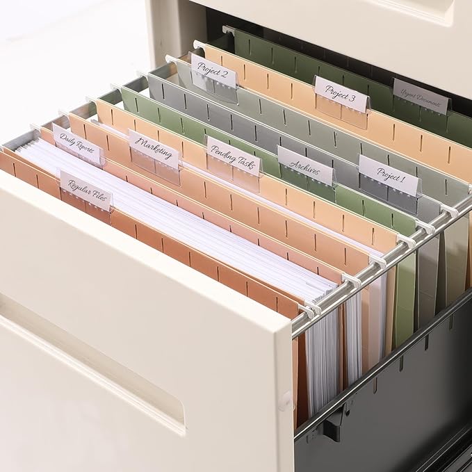 SUNEE Hanging File Folders, 6 Pack Letter Size Hanging File Folders with 1/5-Cut Tabs, Ideal for Home and Office Organization and Papers Classification,Morandi Colors