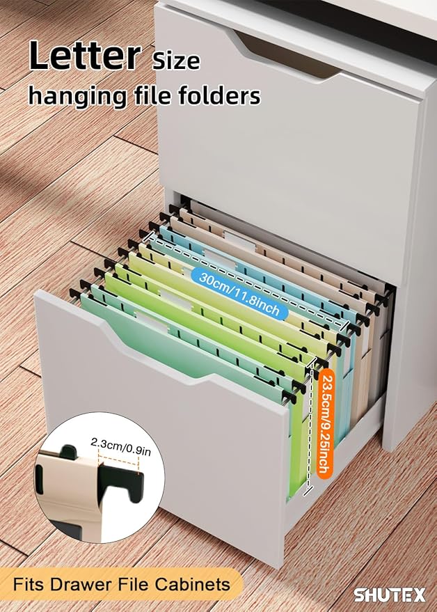 Hanging File Folders Letter Size, 12 Pack File Folders Hanging with Tabs, File Cabinet Hang Folder, 1 Inch Plastic Filing Folders Hanging Expandable File Organizer, Office Supplies, Pastel Folders