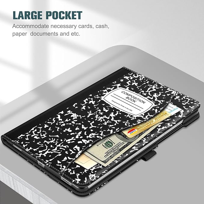 Fintie Case for Samsung Galaxy Tab S10 Lite/ S10 FE/ S9 FE 5G 10.9 Inch/Tab S9 11 Inch with S Pen Holder, Multi-Angle Viewing Protective Cover with Pocket, Auto Sleep/Wake, Composition Book