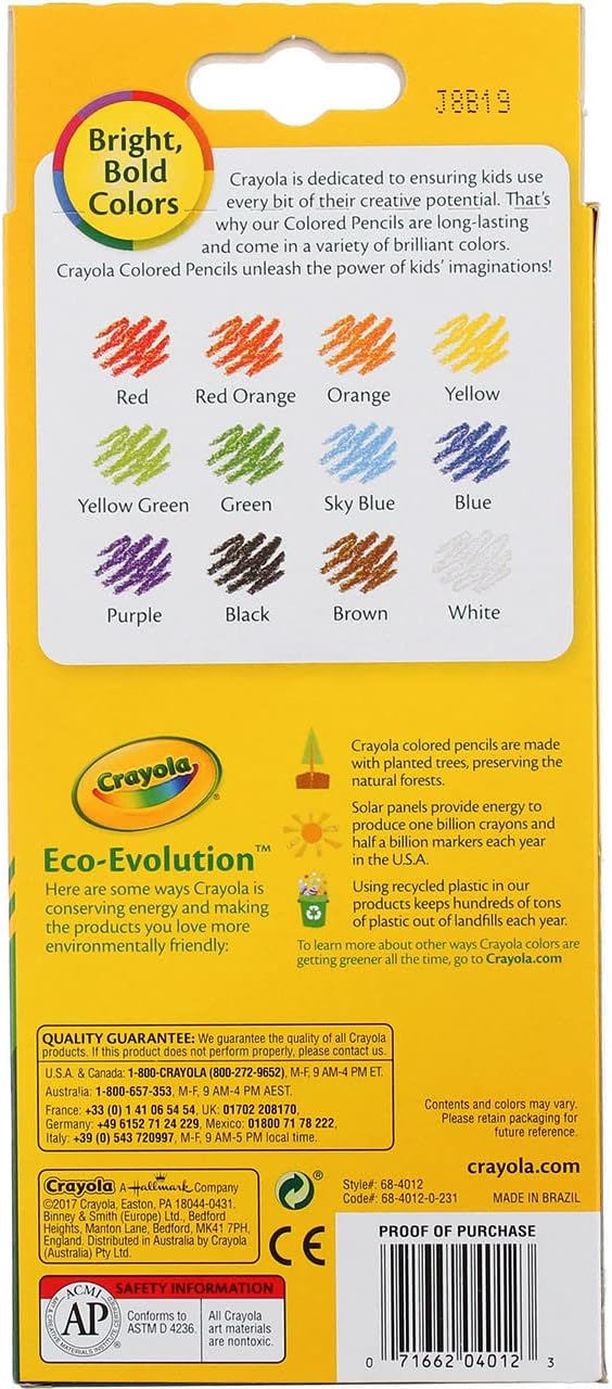 Crayola 68-4012 Long Colored Pencils 12 Count, Pack of 14