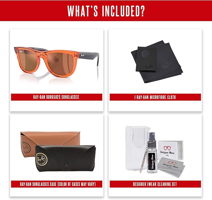 Ray-Ban Wayfarer Reverse RBR0502S Square Sunglasses for Men for Women +BUNDLE with ACCESSORY EYEWEAR KIT
