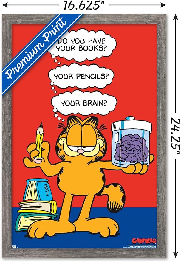 Garfield - Brain Wall Poster, 22.4L" x 14.7W", Barnwood Framed Version
