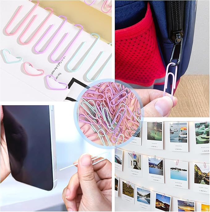 Paper Clips and Binder Clips Assorted Sizes, 240 PCS Colored Office Clips Set Large Medium Small Paper Clamps Paperclips Push Pin Thumb Tacks, College Supplies Home Office Supplies Document Organizing