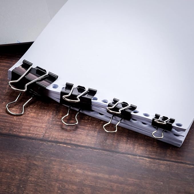 Mr. Pen- Binder Clips, 100 pcs, Assorted Sizes, Black Binder Paper Clips, Bulk Paper Clamps for Office Supplies, Home, School, Business, Document Organizing