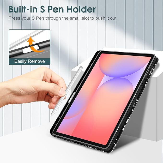 Fintie Slim Case for Samsung Galaxy Tab S10 Lite/ S10 FE/ S9 FE 5G 10.9 Inch/Tab S9 11 Inch with Built-in S Pen Holder, Soft TPU Smart Stand Back Cover Auto Wake/Sleep Feature, Composition Book Black