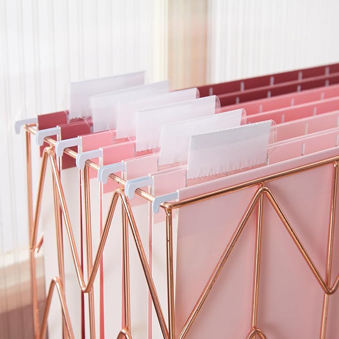 Y YOMA 36 Pack Gradient Hanging File Folders Letter Size Decorative Hanging Folder Pretty File Folder Organizer for Filing Cabinet Office Home with 1/5-Cut Adjustable Tabs, Cute Pink