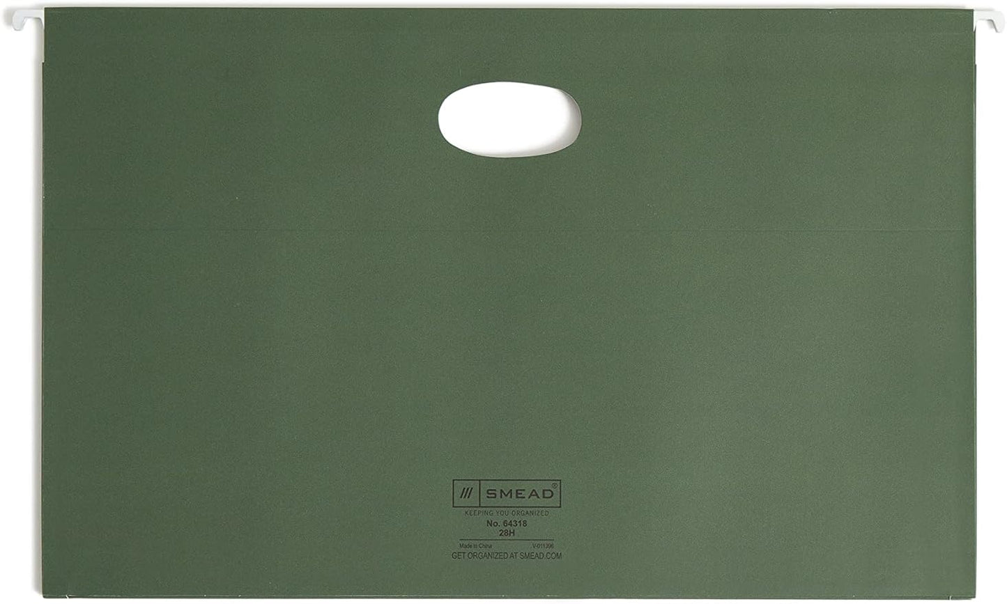 Smead Hanging File Pocket with Full-Height Gusset, 1-3/4" Expansion, Legal Size, Standard Green, 25 per Box (64318)