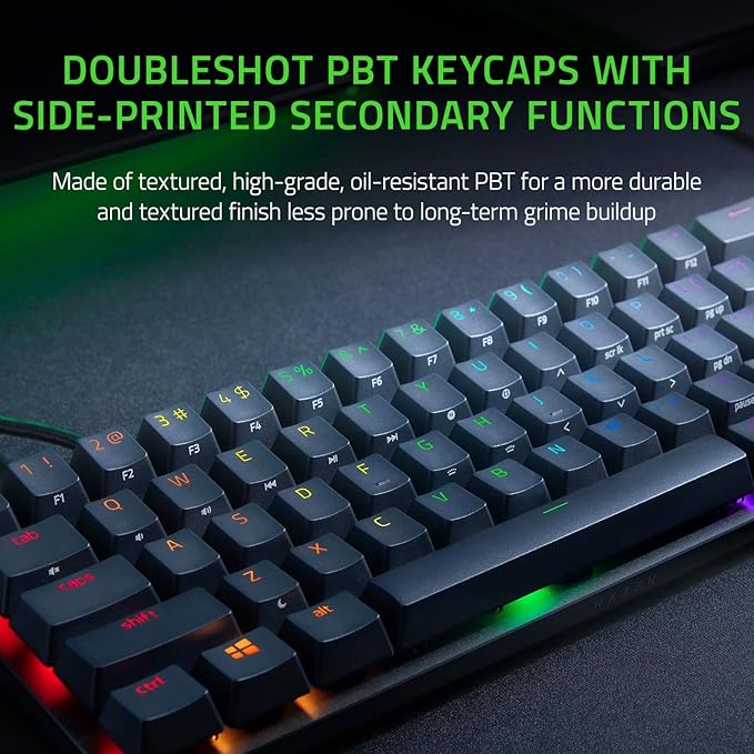 Razer Huntsman Mini 60 Percent Wired Optical Clicky Switch Gaming Keyboard with Chroma RGB Backlighting, PBT Keycaps, Mechanical Keyboards for PC Gaming Computer - Classic Black (Renewed)