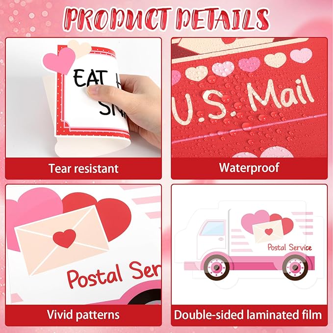 party greeting Valentine's Day Bulletin Board Set Valentines Special Delivery Classroom Decorations Heart Mailbox Paper Cutouts Bulletin Board for School Home Nursery Chalkboard Wall Door Supplies