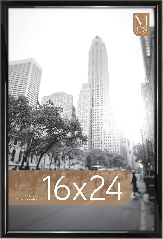 MCS Trendsetter 16x24 Poster Frame Black High-Gloss, Vertical & Horizontal Wall Hanging Large Picture Frame for Photos, Posters & Art Prints (1-Pack)