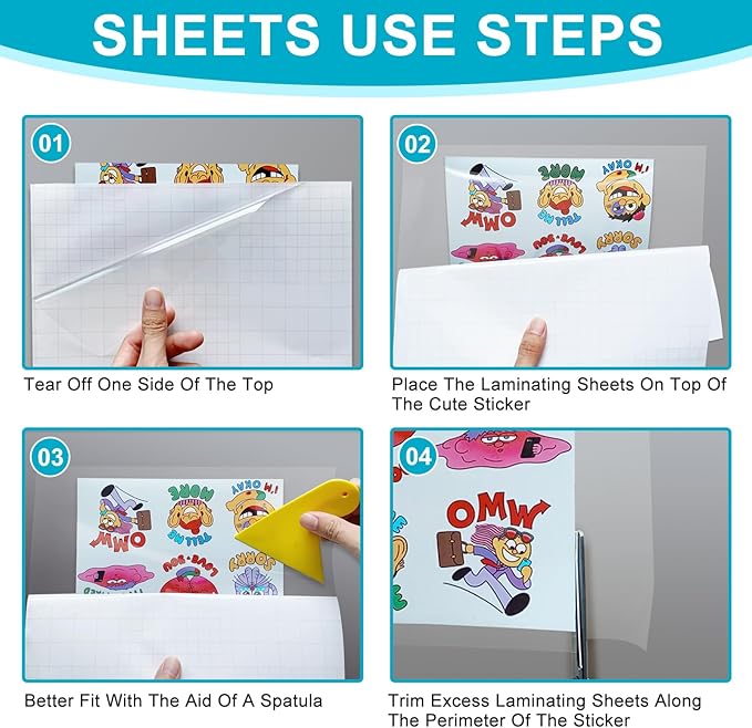 T&W SAME FILM 30 Pack Self Adhesive Laminating Sheets, 4mil, Holds 8.5 x 11 Inch Laminate Paper, 9 x 12 Inch Lamination Sheets, Letter Size, Thermal Laminating Sheets, Self Sealing