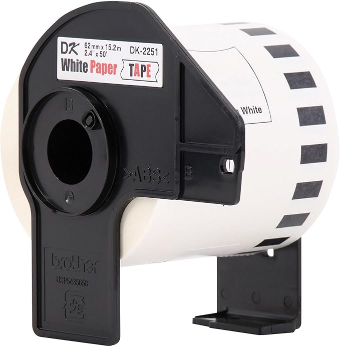 Brother Genuine DK-2251 Continuous Length Replacement Labels, Black/Red Label on White Paper Tape, Engineered with Excellence, 2.4” x 50 feet, 1 Roll per Box