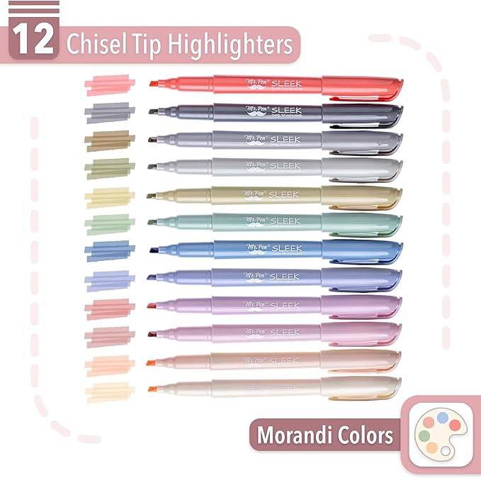 Mr. Pen- Highlighters, 12 Pack, Chisel Tip, Morandi Colors, Highlighters Assorted Colors