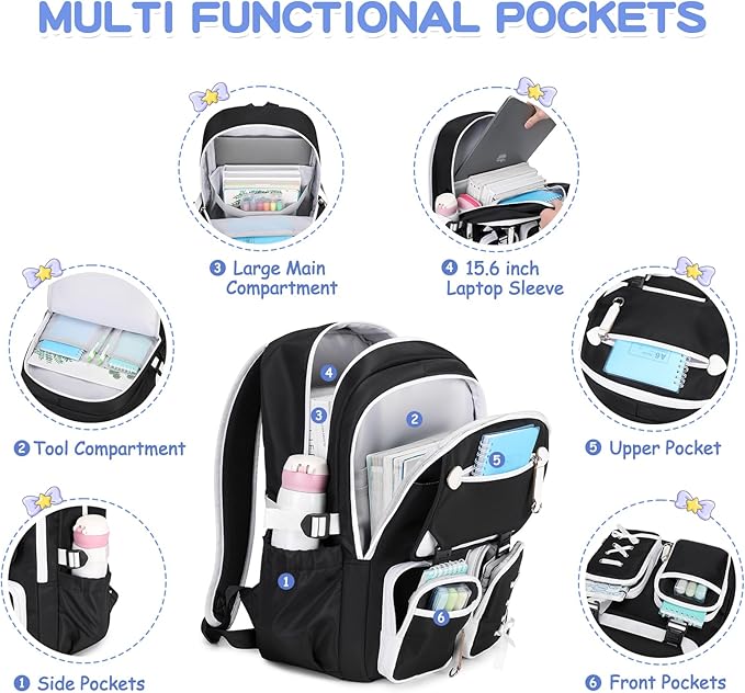Kids Backpacks for Girls Teens Kawaii Bookbag for Elementary Primary Middle High School Daypack