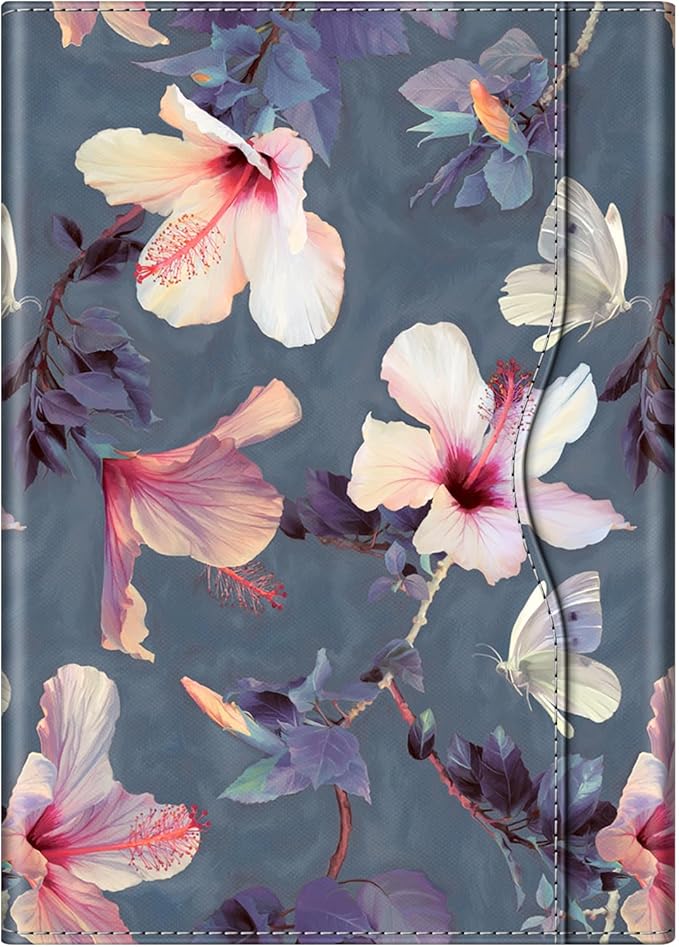 Fintie Case for Samsung Galaxy Tab S10 Lite/ S10 FE/ S9 FE 5G 10.9 Inch/Tab S9 11 Inch with Built-in S Pen Holder,Multiple Angle Portfolio Business Cover with Pocket Auto Sleep/Wake,Blooming Hibiscus