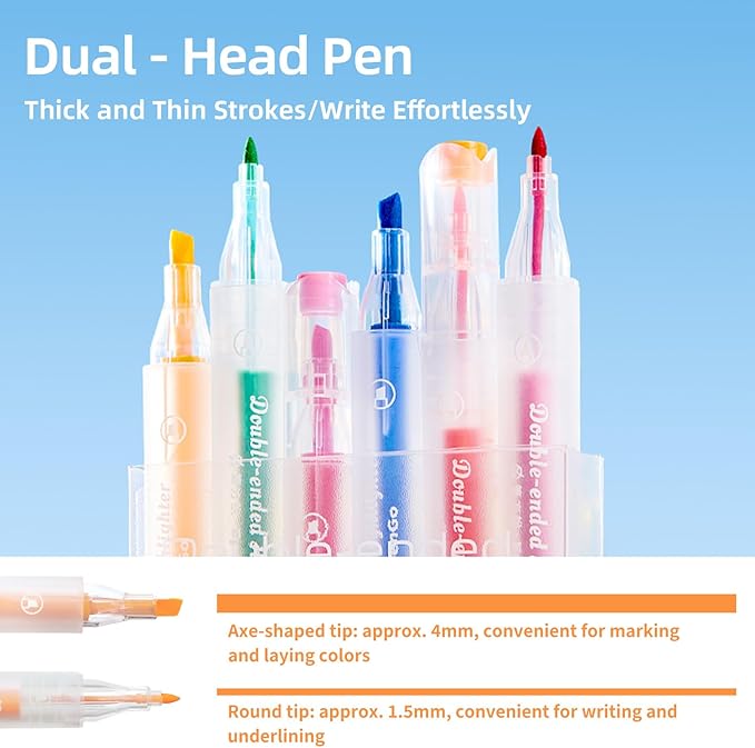 12-Pack Bible Pens and Highlighters Set, 6 Deep Morandi & 6 Morandi Pens for Bible Study, Journaling, Note Taking, Office and School Marking, No Bleed Through