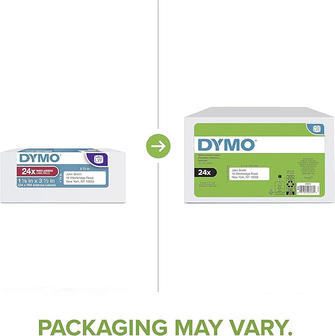 DYMO Authentic LW Mailing Address Labels DYMO Labels for LabelWriter Label Printers White 1-1/8" x 3-1/2" 24 Rolls of 350 (8400 Total)