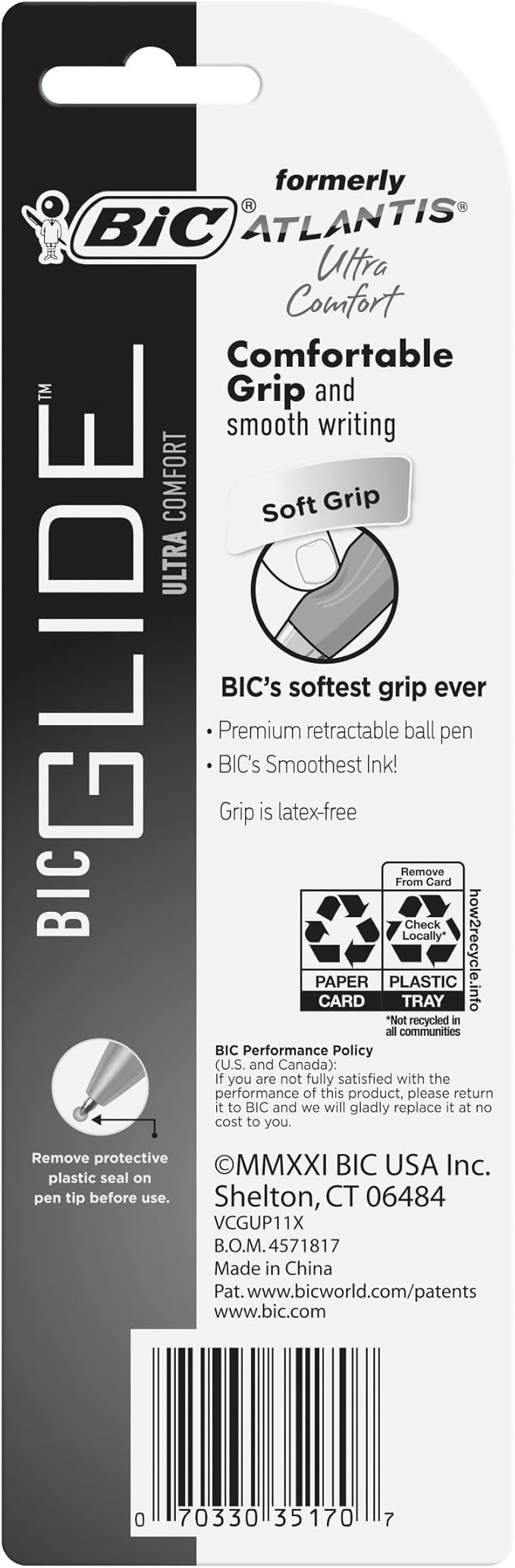 BIC Ballpoint Pens, Medium Point 1.0mm, Black | Retractable | Ultra Comfort | Assorted Barrel Colors | 3-Pack