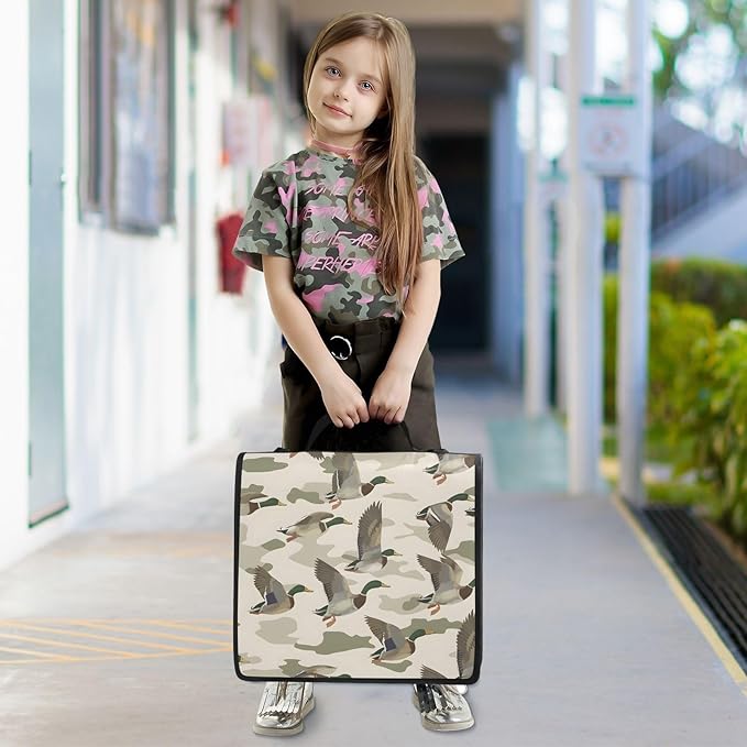 Wild Duck Camouflage Zipper Binder Bag 3 Ring Binder with Shoulder Strap Zip Up 500 Sheets Capacity Multi Pockets for School Office Supplies