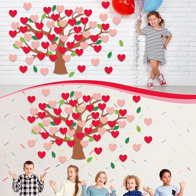 Pajean Valentines Day Bulletin Board Decorations Valentine Classroom Tree Bulletin Board Set January Cutouts Classroom Tree Wall Decor (Vivid Style)