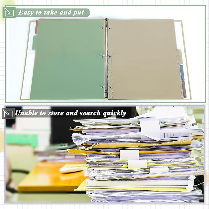 3 Sets 5 Tab Binder Dividers with Pockets for 3 Ring Plastic Binders 8.5 x 11 Inches 3 Hole Punched Page Dividers Sturdy Colorful Dividers for Office School Business Home Organizer (Boho Color)