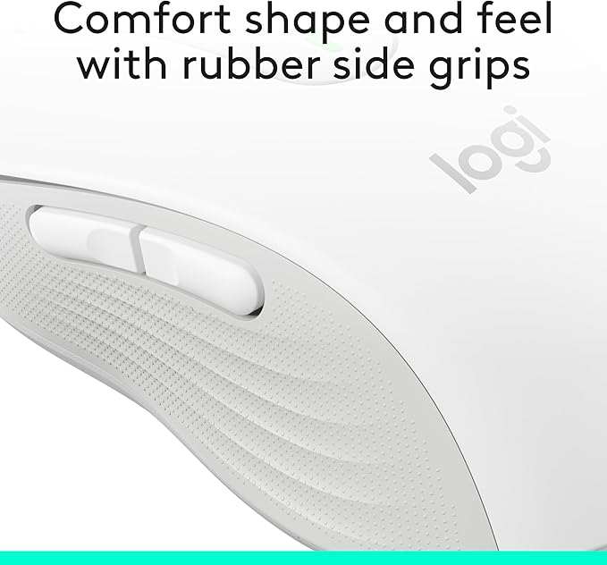 Logitech Signature M650 Wireless Mouse - for Small to Medium Sized Hands, Silent Clicks, Customizable Side Buttons, Bluetooth, Multi-Device Compatibility - Off White (Renewed)