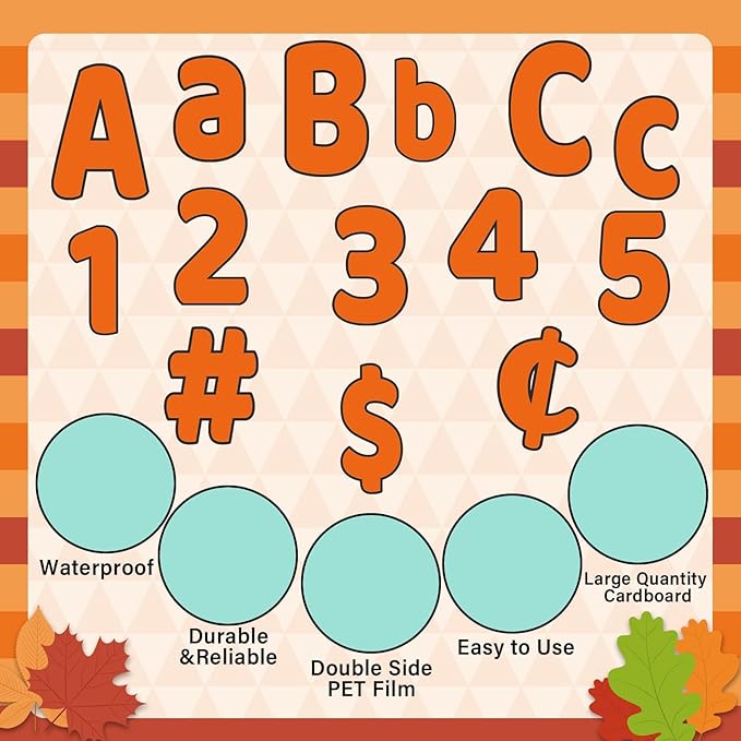 266 Pcs Letters Combo Pack Set Bulletin Board Letters Fall Thanksgiving Orange Letters and Number Accents for Bulletin Board Display Home School Classroom Decor