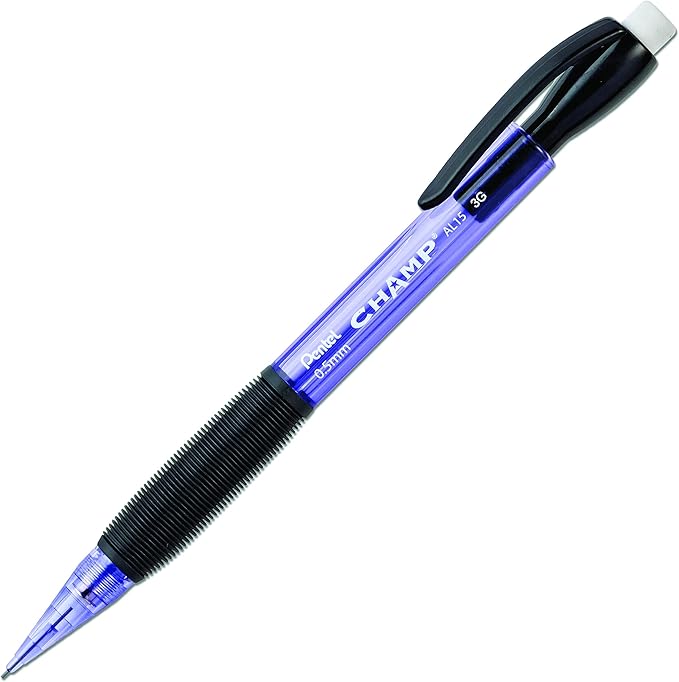 Pentel Champ Mechanical Pencil, (0.5mm), Tinted Violet Barrel, Box of 12 (AL15V)