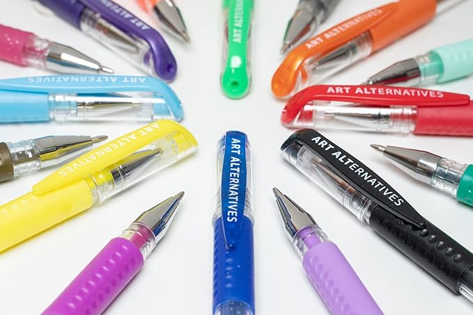Art Alternatives Gel Pen, Glitter Silver - Ballpoint - Non-Smear + Quick Dry - Writing, Drawing, Coloring, Journal, Planner