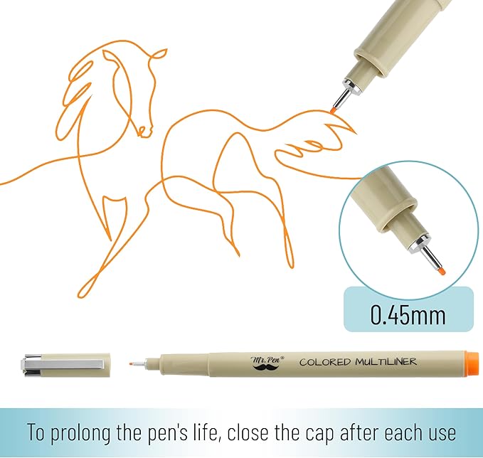 Mr. Pen- Drawing Pens for Artists, 0.45mm, 8 Pack, Colorful Artist Pens, Micro Pens for Drawing, Ink Pens for Drawing, Sketch Pens, Micro Pen, Fineliner Pens, Bible Journaling Pens, Fine Point