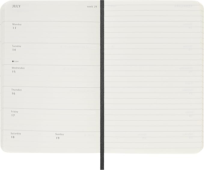 Moleskine Classic 12 Month 2026 Weekly Planner, Soft Cover, Pocket (3.5" x 5.5"), Black, 144 pages
