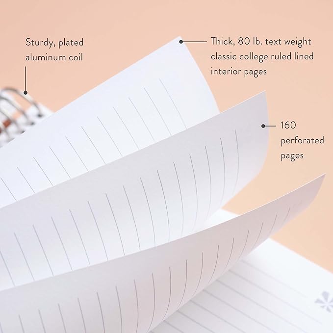 Erin Condren 7" X 9" Hello Kitty & Friends Coiled Notebook (Lined Paper) - Happy Campers Cover And Platinum Coil, 160 Pages 80 Lb, Heavy Duty Paper, Sticker Sheet Included