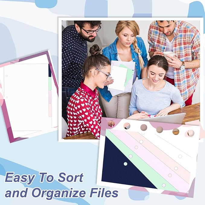 (5.5 x 8.5 inch) 5 Tab 3 Hole Punch Dividers with Tabs Disc Bound Dividers Junior Size discbound Notebook Accessories 5 Color for Office Meeting (10)