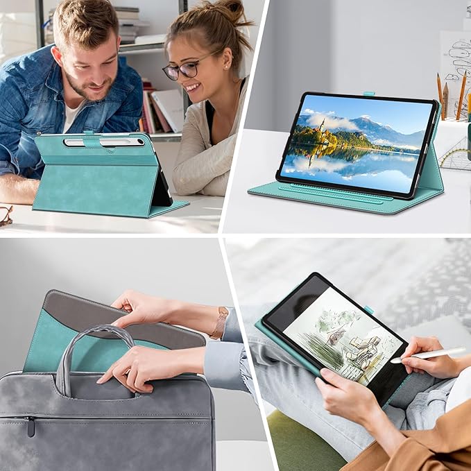 Fintie Case for Samsung Galaxy Tab S10 Lite/ S10 FE/ S9 FE 5G 10.9 Inch/Tab S9 11 Inch with S Pen Holder, Multi-Angle Viewing Protective Cover with Pocket, Auto Sleep/Wake, Turquoise