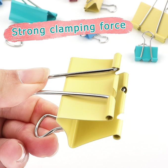 ZZTX Large Binder Clips Paper Clamps Clips Assorted Color, 1.6 Inches, 24 Pieces