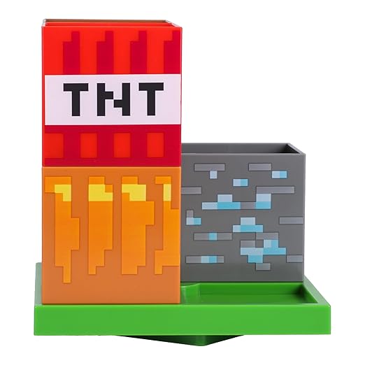 Paladone Minecraft Official Licensed Desktop Organizer Stationery Holder for Pencils Pens & Markers, Gamer Decor Desk Organization (Multi)