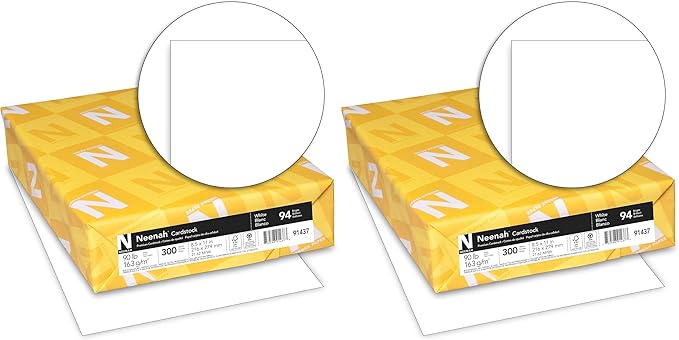 Neenah Index Cardstock, 8.5" x 11", 90 lb./163 gsm, White, Lightweight, 94 Brightness - EXTRA SHEETS, MORE VALUE! (91437) 300 Sheets (Pack of 2)