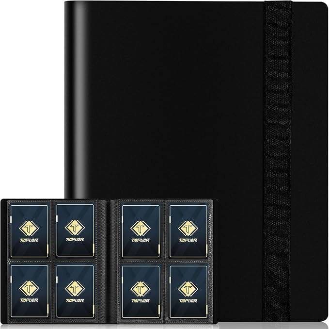 4 Pocket Card Binder for 160 Sleeves, Card Folder Ablum for Trading Cards Collection for Sports Cards, Baseball Cards, Game Cards, Mini TCG Binder Fit for MTG, Gift for Card Collector (Black)