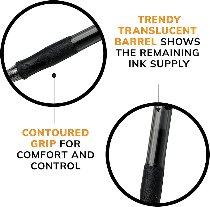 BIC Gelocity Original Black Gel Pens, Medium Point (0.7mm), 12-Count Pack, Retractable Gel Pens With Comfortable Grip