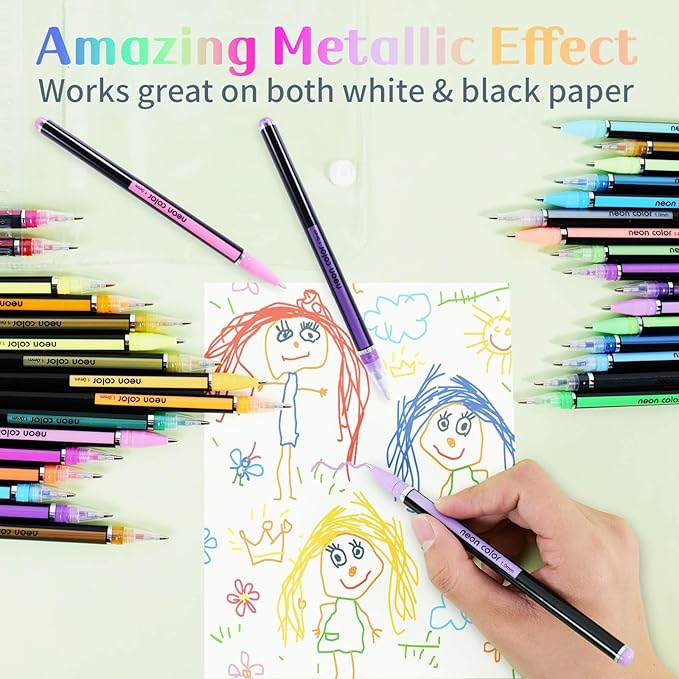 Colored Gel Pens Set for Coloring, 36 Colors Glitter Gel Pens, Fine Point Gel Pens Colored Set for Adult Coloring Books, Journal Pen Markers for Journaling Supplies, Writing Drawing Taking Office Home