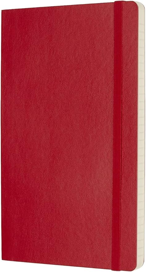 Moleskine Classic Notebook, Soft Cover, Large (5" x 8.25") Ruled/Lined, Scarlet Red, 192 pages