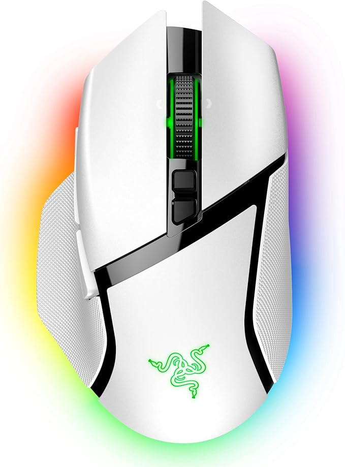 Razer Basilisk V3 Pro Customizable Wireless Gaming Mouse: Fast Optical Switches Gen-3 - HyperScroll Tilt Wheel - Chroma RGB - 11 Programmable Buttons - Focus Pro 30K Optical Sensor - White (Renewed)