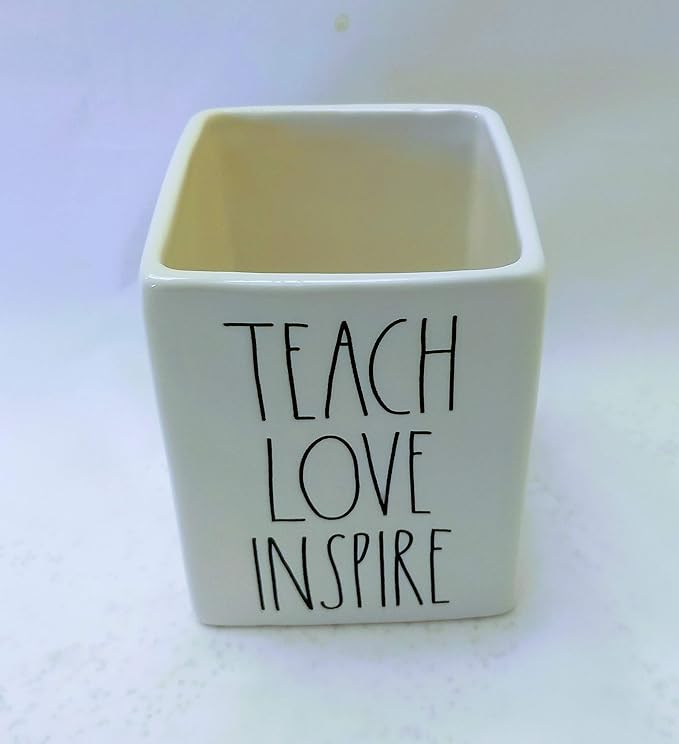 Rae Dunn by Magenta Ceramic Teach Love Inspire Pen, Pencil Holder
