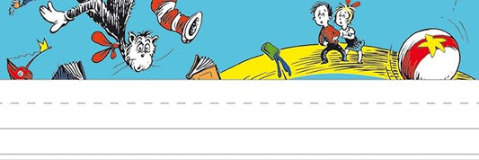 Eureka Dr. Seuss Cat In The Hat Name Plates, includes 36 self-adhesive name plates, measuring 9.5" x 3.25"