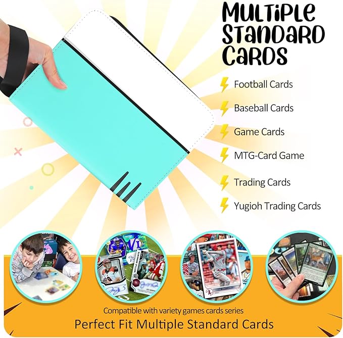 Card Binder 4 Pocket, Collectible Trading Card Albums Fits 400 Cards with 50 Removable Sleeves, Portable Trading Card Binder Collection Album Holder, Game Card Case book With Zipper for Gifts, L-Green