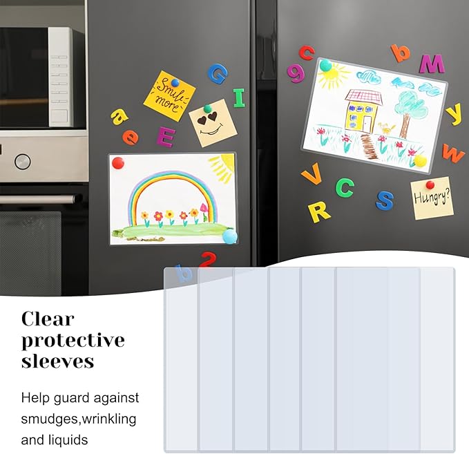 Rainmae 12 Pack 8.5" x 14" Rigid Print Protectors, Clear Waterproof Hard Plastic Page Sheet Protectors, Paper Sleeves Photo Plastic Sleeves Hard Document Birth Certificate Protector