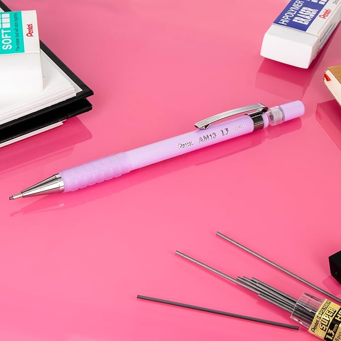 Pentel Sharp 1.3 Mechanical Pencil, (1.3mm), Extra Thick Line, Includes Refill Lead, Writing/Office/Test-Taking Pencil, Pastel Violet Barrel (AM13LBPV)